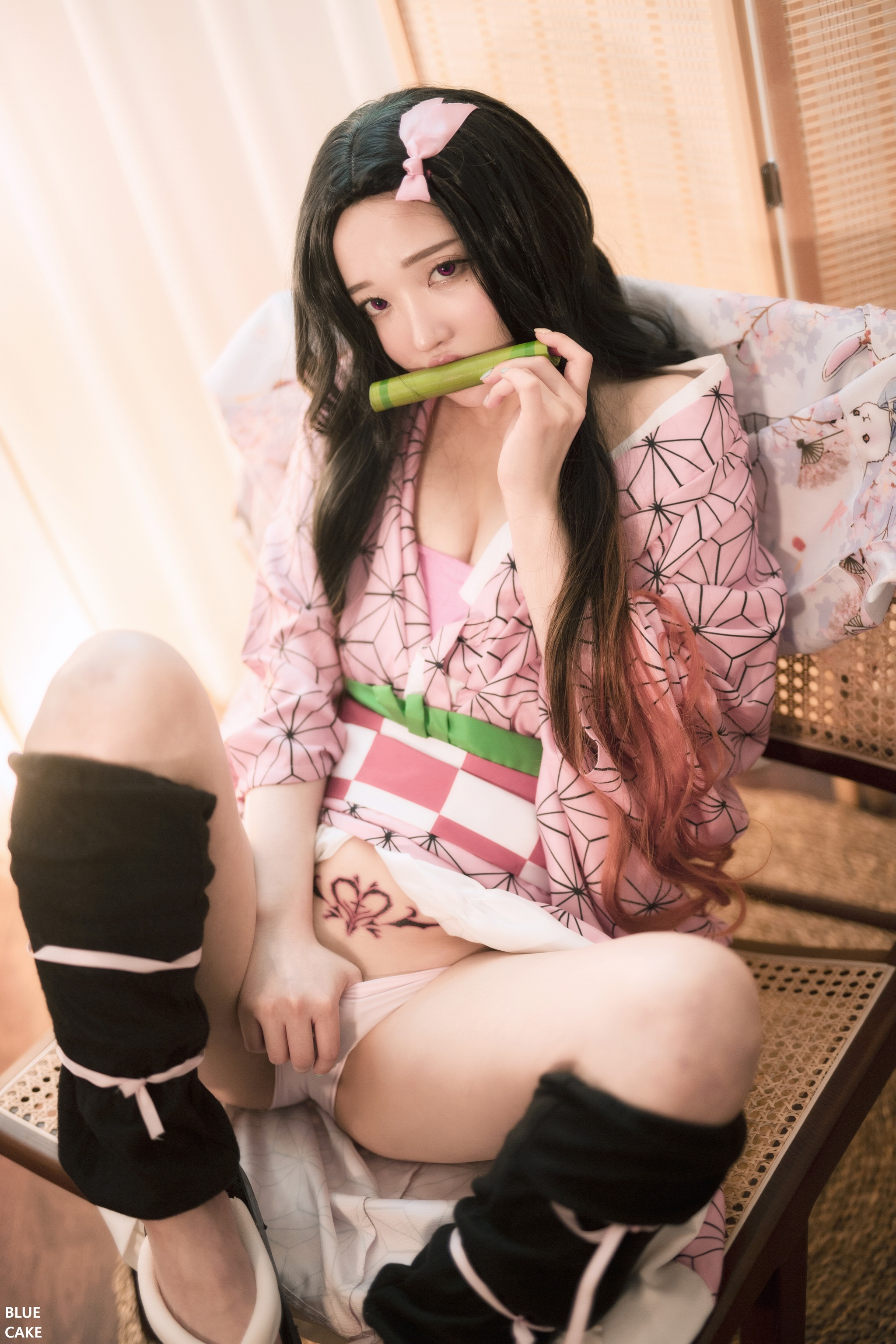 图片[1]-【022】孫樂樂 BLUECAKE Pink Oni [100P]-XikXak